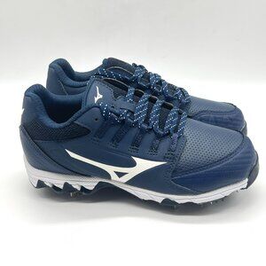 Mizuno Womens 9 Spike Swift 6‎ Navy Blue White Low Metal Softball Cleat Shoes